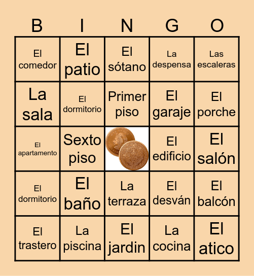 Partes de la casa Bingo Card