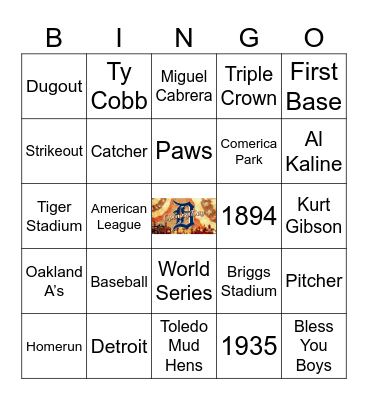 Detroit Tigers Bingo Card