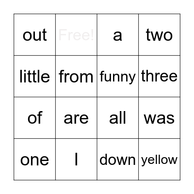 Tricky Words Bingo Card
