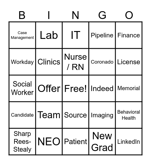 Sharp TA Bingo Card