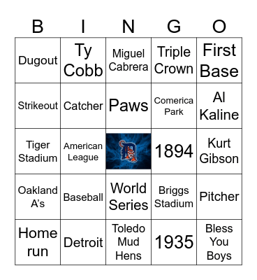 DETROIT TIGERS Bingo Card