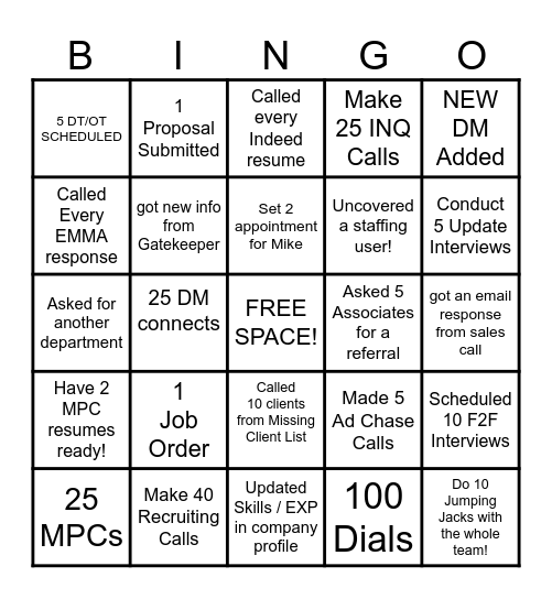 BLITZ DAYZ! Bingo Card