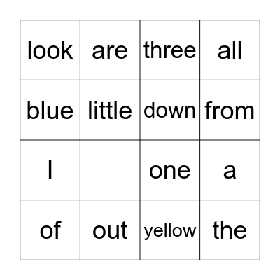 Tricky Words Bingo Card