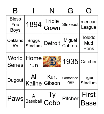 DETROIT TIGERS Bingo Card