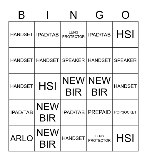 APRIL BINGO Card