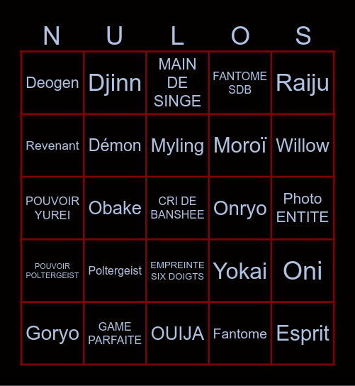 NULOS Bingo Card