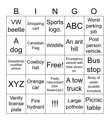 WALK Bingo Card