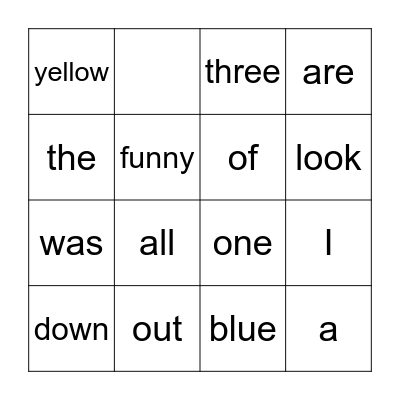 Tricky Words Bingo Card
