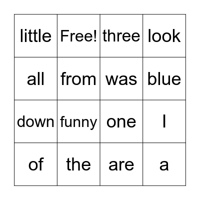 Tricky Words Bingo Card