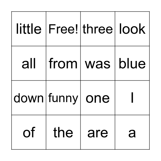 Tricky Words Bingo Card