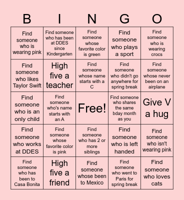 GIRLS GROUP Bingo Card