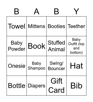 Baby Villard Bingo Card