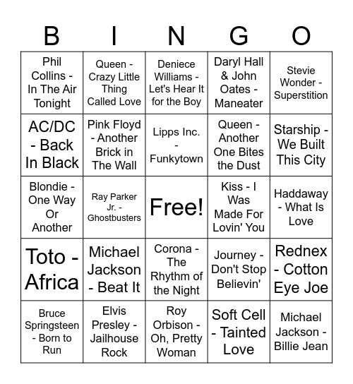 Music Bingo- Hits! Bingo Card