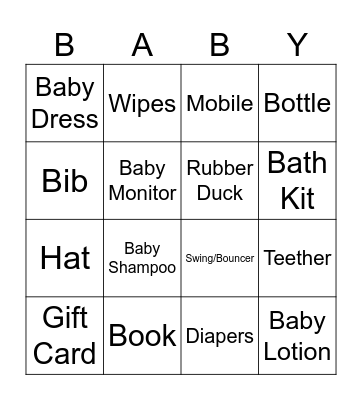 Baby Villard Bingo Card