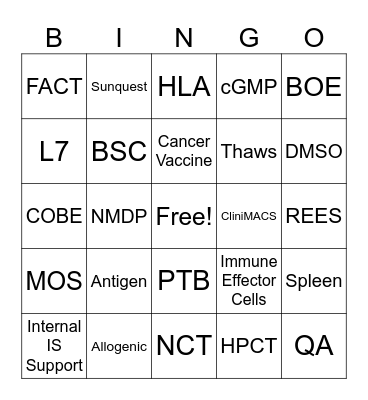 CMCF Bingo Card