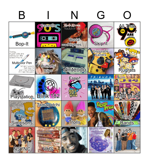 Totally 90s Bingo Card