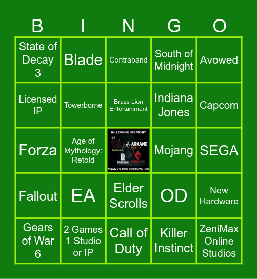 Xbox Games Showcase 2024 Bingo Card