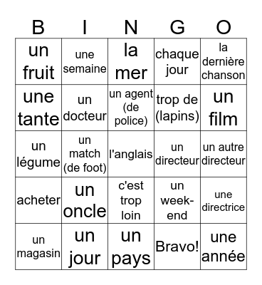 unité 21-24 Bingo Card