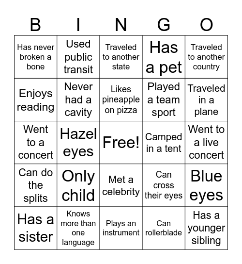 CURIOSITY Bingo! Bingo Card