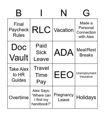 HRS Bingo Card