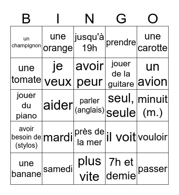 unité 21-24 Bingo Card