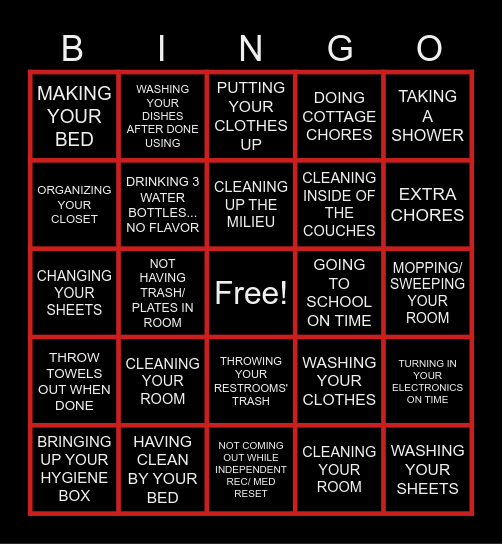 COTTAGE BINGO Card