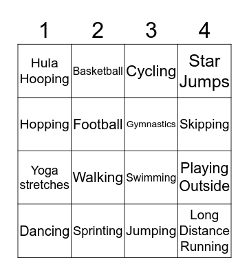 Health Week Bingo Card