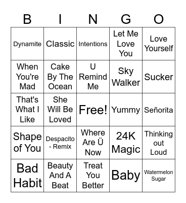 MEN OF POP Bingo Card