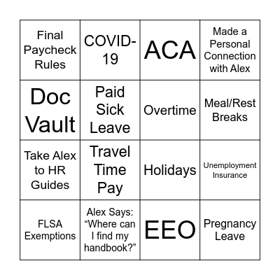 HRS Bingo Card