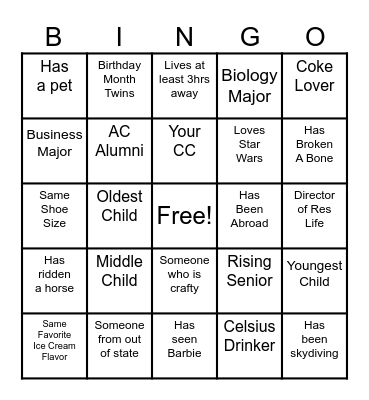RES LIFE STAFF BINGO Card