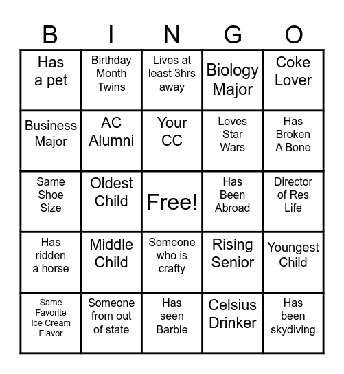 RES LIFE STAFF BINGO Card