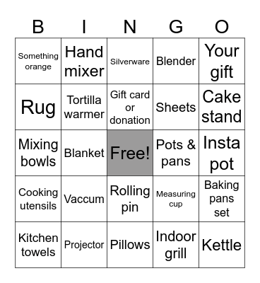 Julia’s Bridal Shower Bingo Card