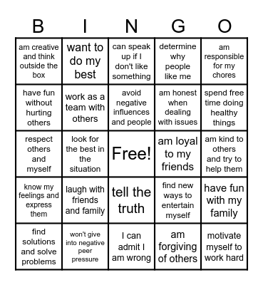 Resiliency BINGO Card