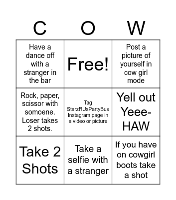 COWGIRL BINGO Card