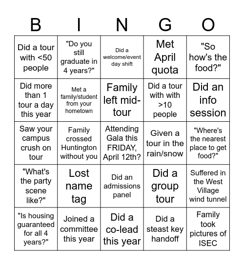 HApril Bingo! Bingo Card