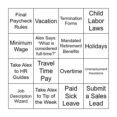 HRS Bingo Card