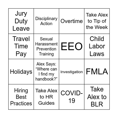 HRS Bingo Card
