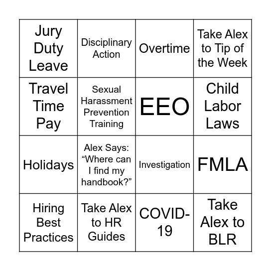 HRS Bingo Card
