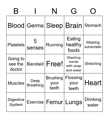 Health Bingo Card