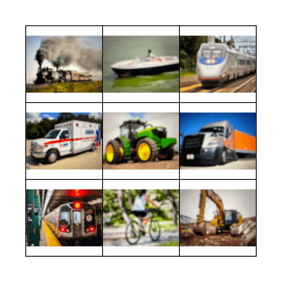 Transportation sounds bingo Card