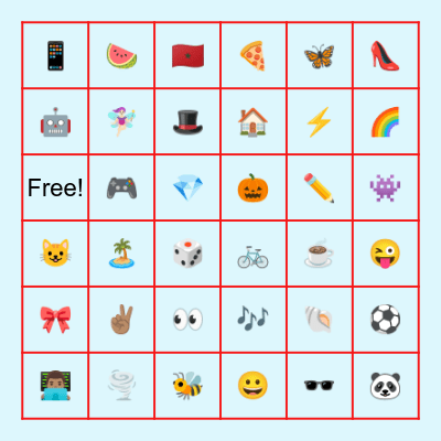 Emoji Bingo ☺️🤓😇😎🤗 Bingo Card