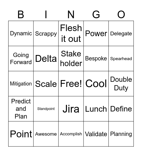 Buzzword Bingo Card