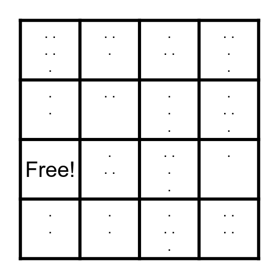 Braille Bingo A-J (lowercase & capital) Bingo Card