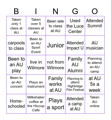 ASBURY ACADEMY Bingo Card