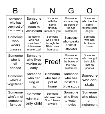 Human Bingo Card