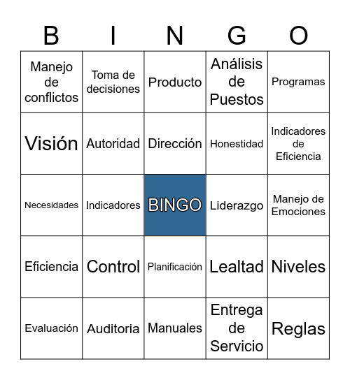 Administración Bingo Card