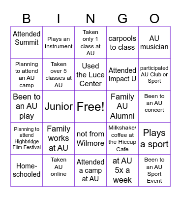 ASBURY ACADEMY Bingo Card