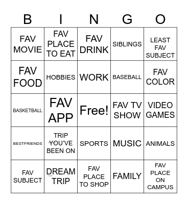 Untitled Bingo Card