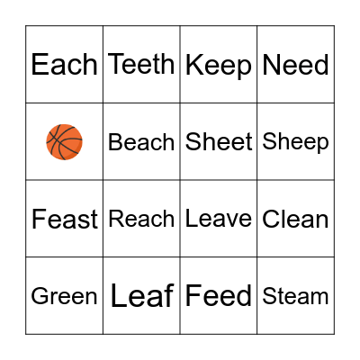 Vowel Teams (-ee/-ea) Bingo Card