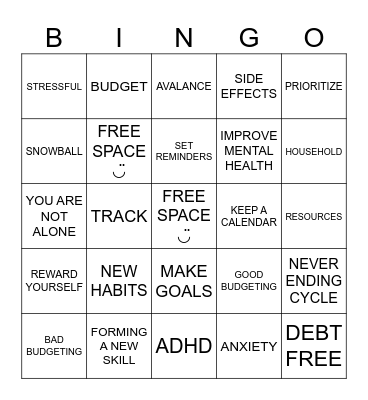 BUDGET Bingo Card